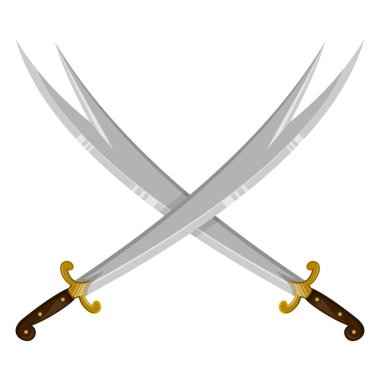 Zülfikar Kılıcı Vektör Efsanesi Dhulfikar Ali İbn Abi Talib İkili İslami Kılıç Simgesi Yüksek Kalite EPS İllüstrasyonunda, Beyazlar Üzerinde İzole EPS