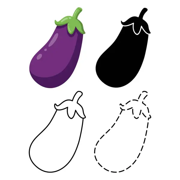 EPS Biçiminde Mor Patlıcan Sebze Düz Patlıcan Vektörü İllüstrasyonu, Etiketler, Şablonlar, Motifler, Arkaplanlar ve Yemek Tasarımları İçin Mükemmel