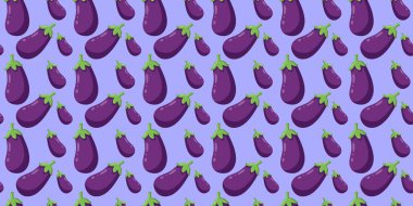 Kusursuz Patlıcan Düzeni Arkaplanı. Şirin Çizgi Film Sebze Tekrarı, Komik Yemek Tasarımı Mutfak Duvar Kağıdı, Kumaş veya Poster İçin Sonsuz Patlıcan Dokusu