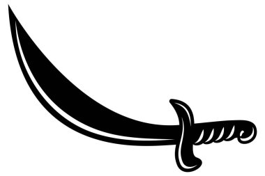 Düz dizayn edilmiş Arap, korsan ve cellat kılıçlarının vektör siluetleri beyaz arka planda izole edilmiş..