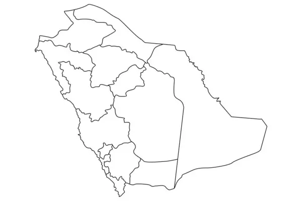 Bölgesel Sınır Tanımlı Suudi Arabistan Vektör Haritası, Şeffaf Arkaplan Krallığının Düzenlenebilir Ana Hattı, Basit Politik Harita Şablonu