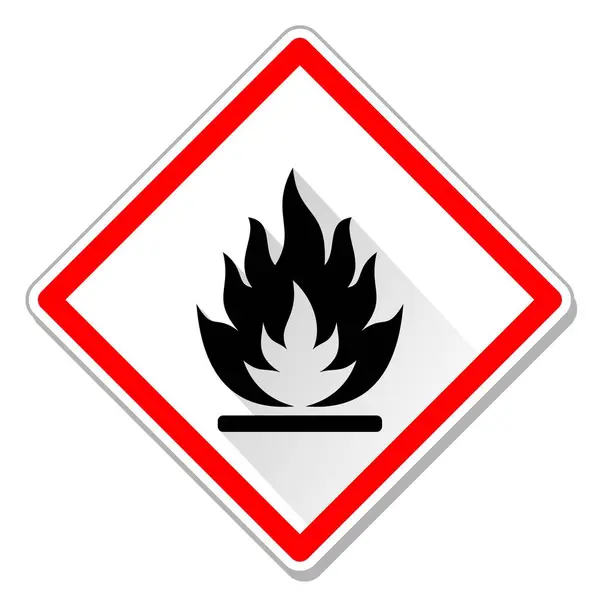 GHS Tehlike Sembollü İmza Vektörü, Yanıcı Maddeler ve Tehlikeli Kimyasallar için Dikkat Uyarısı, Yazdırılabilir Güvenlik Simgesi