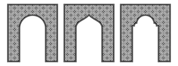 Laser Kesme Sanatı, Dekoratif Paneller, Kapılar ve Arapça Dekor İçin İslami Kemer Çerçevesi Geometrik Sınır Deseni ve Mashrabiya Tasarımı, Düzenlenebilir ve Ölçeklenebilir Vector EPS Dosyası
