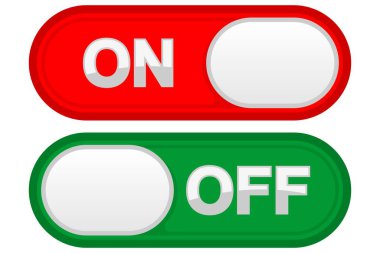 Toggle Button Vector Icon Showing Green On and Red Off Symbol for UI UX Graphic Design in Editable EPS Format Isolated on White