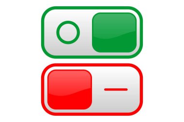 Beyaz Arkaplan üzerinde izole edilmiş EPS Dosyasında Web Arayüzü Grafiksel Elementleri için Kırmızı ve Yeşil Açık Simge Vektör Tasarımı