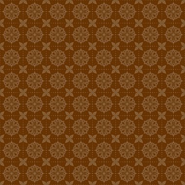 Kahverengi renkli mandala çiçeksiz desen, simetrik İslami dekorasyon tarzlı vektör sanatı, ambalaj, ev dekorasyonu, kırtasiye ve kumaş baskısı için ideal.