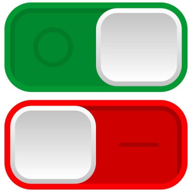 Beyaz Kullanıcı Arayüzü Kontrol Elementleri için Düz Tasarımda Yeşil Açık ve Kırmızı Kapalı Simgelerin Vektör Resmedilmesi