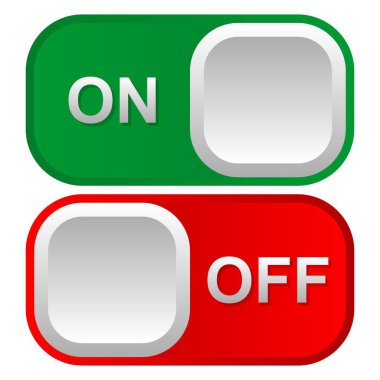 Arayüz Tasarımı ve Teknoloji Simgeleri için EPS Biçiminde Yeşil ve Kırmızı Kapalı Güç Düğmesi Vektör İllüstrasyon Grafiği