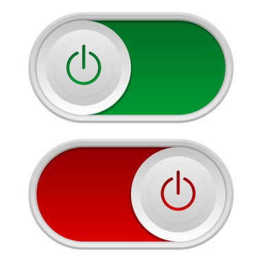 Kırmızı Kapanmışın EPS Vektör Simgesi ve Beyaz Üzerine İzole Edilmiş Teknoloji Arayüzü Gösterge Paneli Sembolleri Düğmesinde YeşilName