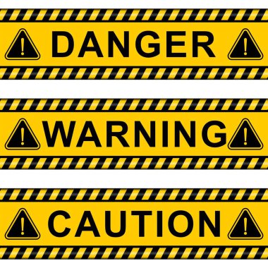 Sarı Çizgili Tehlike Uyarı Uyarı Kaset Vektör İllüstrasyon EPS Dosyası İnşaat veya Kısıtlı Alan Üzerine İzole EPS Dosyası