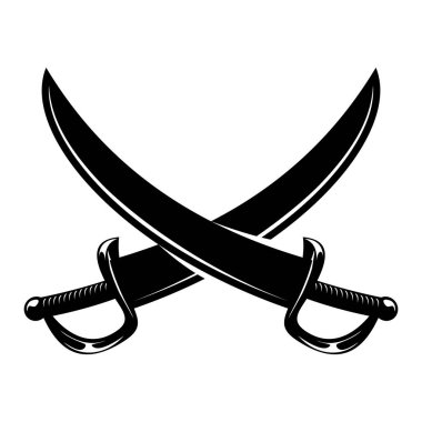 Kara Çapraz Kılıç Vektör Simgesi, Korsan Kılıçları Silueti ve Ortaçağ Düello Kılıçları, Savaş ya da Oyun Tasarımı İçin Ayrı Silahlar Sembolü