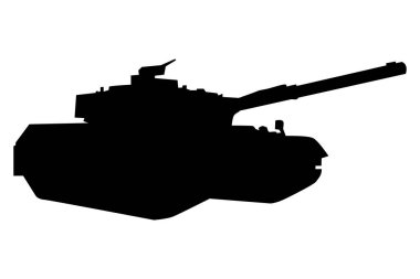 Siyah Ordu Tank Silueti, Ağır Zırhlı Araç Vektör Simge, Logo ve Etiket Tasarımı