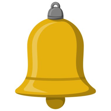 Golden Bell Icon Flat Cartoon Style Isolated on White Background, Vector Illustration of Ringing Notification Bell for Alert, Reminder, School, Alarm, Worship, and Celebration Design
