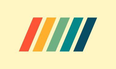 Eski moda arka plan. Geometrik hippi gökkuşağı çizgisi. Çizgileri ve gökkuşağı dalgalı çizgileri olan antika bir duvar kağıdı. soyut stil 70 'lerin çizgi çerçeve çizimi