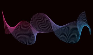 Dinamik doğrusal dalgalarla soyut bir arkaplan. Düz minimalist tarzda vektör illüstrasyonu. Dinamik ses dalgası. Tasarım elemanı. Vektör illüstrasyonu.