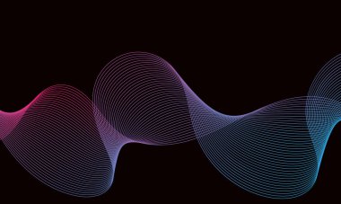 Dinamik doğrusal dalgalarla soyut bir arkaplan. Düz minimalist tarzda vektör illüstrasyonu. Dinamik ses dalgası. Tasarım elemanı. Vektör illüstrasyonu.