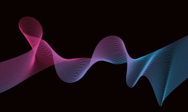 Dinamik doğrusal dalgalarla soyut bir arkaplan. Düz minimalist tarzda vektör illüstrasyonu. Dinamik ses dalgası. Tasarım elemanı. Vektör illüstrasyonu.