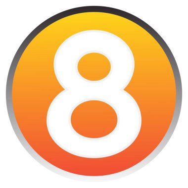 8 numaralı işaret tasarım şablonu ögesi. Vektör. Beyaz arkaplan üzerinde turuncu gradyan simgesi.