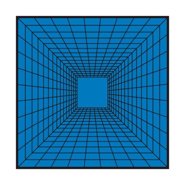 Tünel hattı derinliği illüzyon sanat derinliği 3D. Kimlik kartları, sunumlar ve diğerleri için kutu tasarımı ögeleri. Optik illüzyon tasarım elementleri. Diyafram derinlik vektörü çizimi.