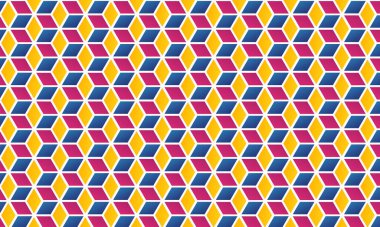 Kalıp kübü arka planı. Tamamen pürüzsüz, soyut küp deseni. Renkli tasarım, geometrik 3d vektör duvar kağıdı, küp desen arkaplan.