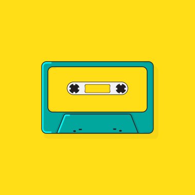 Ses kaseti izole edilmiş vektör eski müzik retro çalar. Retro müzik kasedi 80 'lerin boş kaseti.