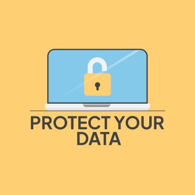 Verilerinizi ağ, veri koruması, vektör illüstrasyonunda koruyun. Web afişi, bilgi grafikleri, mobil web sitesi için. İniş sayfası şablonu. Verilerinizi dijital dolandırıcılıktan ve dolandırıcılıktan koruyun.