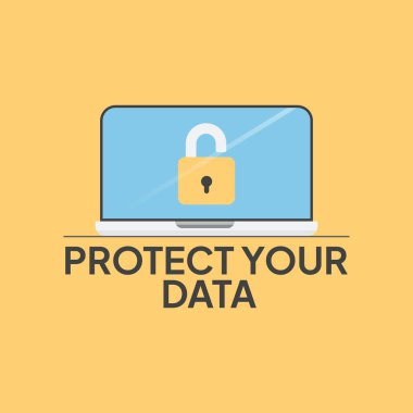 Verilerinizi ağ, veri koruması, vektör illüstrasyonunda koruyun. Web afişi, bilgi grafikleri, mobil web sitesi için. İniş sayfası şablonu. Verilerinizi dijital dolandırıcılıktan ve dolandırıcılıktan koruyun.