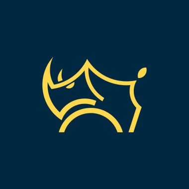 Gergedan logosu. Gergedan ikonu. Nesli tükenmekte olan hayvan sembolü. Afrika yaban hayatı amblemi. Vektör illüstrasyonu.