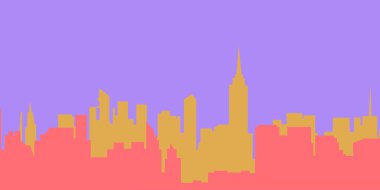 Şehir silüeti vektör illüstrasyonu. Şehir manzarası. Düz stil ile gündüz şehir manzarası. 