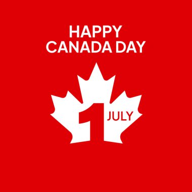 Kanada Günü Vektör İllüstrasyonu. Kanada Bayram Davetiye Tasarımı 'nız kutlu olsun. Kırmızı Yaprak beyaz arka planda izole edilmiş. El yazısıyla yazılmış tebrik kartı..