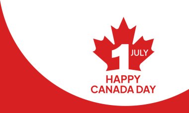 Kanada Günü Vektör İllüstrasyonu. Kanada Bayram Davetiye Tasarımı 'nız kutlu olsun. Kırmızı Yaprak beyaz arka planda izole edilmiş. El yazısıyla yazılmış tebrik kartı..