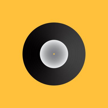 Gerçekçi plak kaydı. Vektör, gramofon kaydı. Müzik için klasik vinil plak. Düzenlenebilir izole nesne.