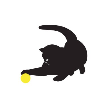 Kara Kedi Logosu. Siyah kedi silueti. Vektör illüstrasyonu.