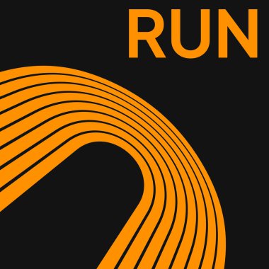 Koşu, şampiyonluk ya da herhangi bir spor etkinliği için vektör tasarımı. Stadyumda soyut çalışan şeritli poster tasarımı.