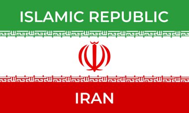 Vector flag of Iran. National emblem of Iran Islamic republic. Patriotic banner illustration. clipart