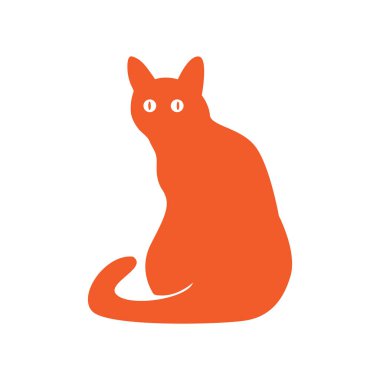 Turuncu Kedi Logosu. Turuncu kedi silueti. Vektör illüstrasyonu.