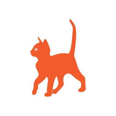 Turuncu Kedi Logosu. Turuncu kedi silueti. Vektör illüstrasyonu.