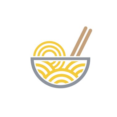 Şablon Kasesi Erişte Vektör Logosu İllüstrasyonu. Ramen, erişte, fast food restoranı ya da herhangi bir işletme için uygun bir illüstrasyon..