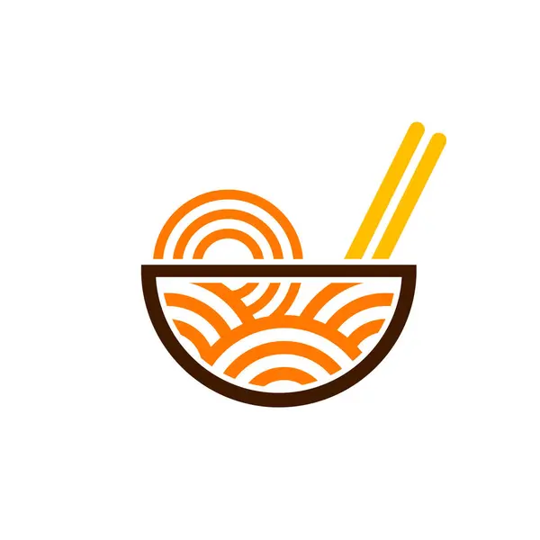 Şablon Kasesi Erişte Vektör Logosu İllüstrasyonu. Ramen, erişte, fast food restoranı ya da herhangi bir işletme için uygun bir illüstrasyon..