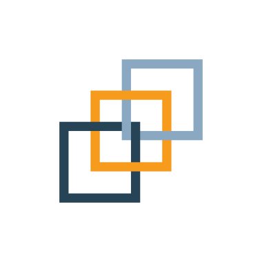 Satırları ve boş arkaplanı olan üç kutulu logo