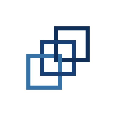 Satırları ve boş arkaplanı olan üç kutulu logo