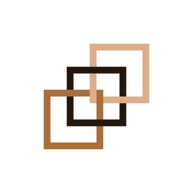 Satırları ve boş arkaplanı olan üç kutulu logo