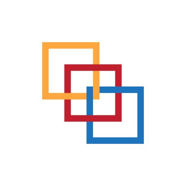 Satırları ve boş arkaplanı olan üç kutulu logo
