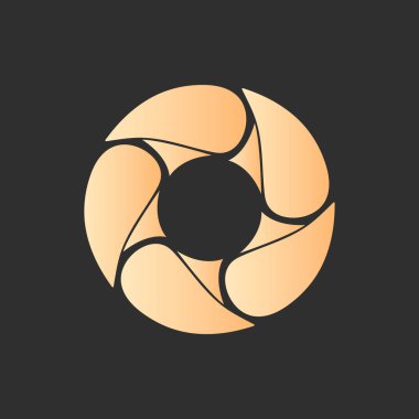 Dairesel ok soyut logosu. Ok simgeleri. Soyut ok işaretini çember içine al. Kamera lensi logosu, yıldız ve daire şablonu.