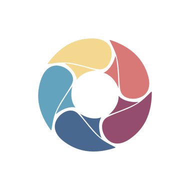 Dairesel ok soyut logosu. Ok simgeleri. Soyut ok işaretini çember içine al. Kamera lensi logosu, yıldız ve daire şablonu.