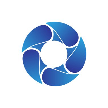 Dairesel ok soyut logosu. Ok simgeleri. Soyut ok işaretini çember içine al. Kamera lensi logosu, yıldız ve daire şablonu.