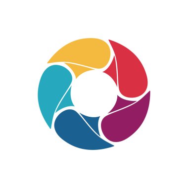 Dairesel ok soyut logosu. Ok simgeleri. Soyut ok işaretini çember içine al. Kamera lensi logosu, yıldız ve daire şablonu.