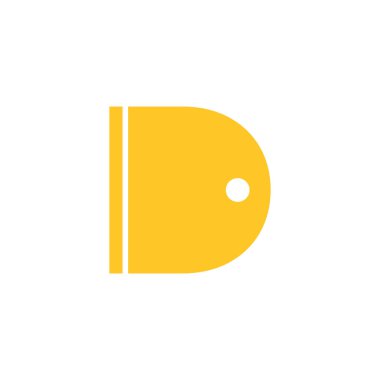 Negatif kapılı ve beyaz arka planlı D harfi.