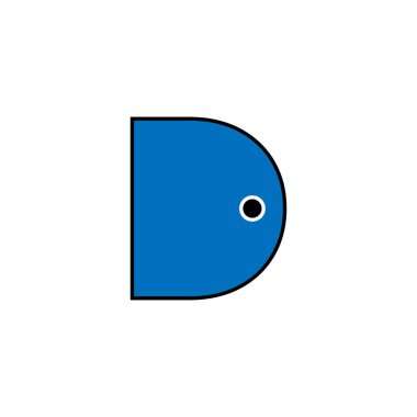 Negatif kapılı ve beyaz arka planlı D harfi.