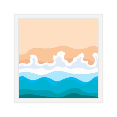 Kum Sahil Vektörü illüstrasyonu. Dalgaların ve kumların resmi